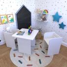 Conjunto Infantil com 1 Mesa e 2 Banquetas Yescasa Branco