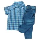 Conjunto infantil com calça jeans e camisa xadrez You