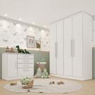 Conjunto Infantil com Guarda Roupa e Cômoda Harmonia Yescasa Branco/Neve