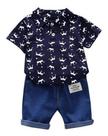 Conjunto Infantil Criança Menino Short Brim + Camisa Polo