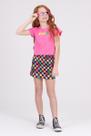 Conjunto Infantil Cropped Manga Evasê Love Pink