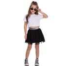 Conjunto infantil cropped saia-short tulle college serelepe Conjunto infantil cropped saia-short tulle college serelepe