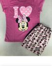 Conjunto Infantil de Algodão cor Rosa com Estampa Minie