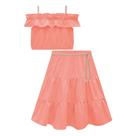 Conjunto Infantil de Blusa Boxy e Saia Midi em Linho Kukiê