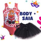 Conjunto Infantil de Carnaval Body Raiva Divertida-mente Vermelho e Saia de Tule Preta