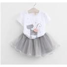 Conjunto Infantil de Festa Gatinha com Saia Tule