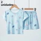 Conjunto Infantil de Shorts e Blusa de Verão - Estampa de Elefante Azul