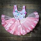 Conjunto Infantil Fantasia Carnaval Body e Saia de Tule Estampa de Coelho Coelhinho da Páscoa Rosa