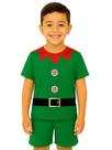 Conjunto Infantil Fantasia Natal Ajudante de Papai Noel Duende Camiseta e Short