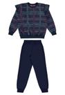 Conjunto Infantil Feminina com Blusão Xadrez e Calça Bee Loop