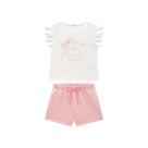 Conjunto Infantil Feminino Blusa e Short em Moletinho Somnii