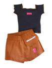 Conjunto Infantil Feminino Blusa MC e Short Saia Milli & Nina