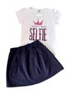 Conjunto Infantil Feminino Blusa MC + Saia Vindi Malhas