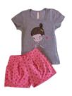 Conjunto Infantil Feminino Blusa MC + Short Cata-Vento Conjunto Infantil Feminino Blusa MC + Short Cata-Vento
