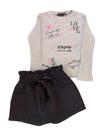 Conjunto Infantil Feminino Blusa ML + Short Saia Infanti.