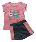 Conjunto Infantil Feminino Blusa + Short Brincar é Arte