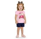 Conjunto Infantil Feminino Blusa + Short em Meia Malha Kyly