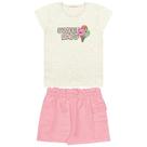 Conjunto Infantil Feminino Blusa Sorvete Shorts Cargo Neon Rosa Neon