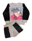 Conjunto Infantil Feminino Blusão Ml e Short Milli & Nina Conjunto Infantil Feminino Blusão Ml e Short Milli & Nina
