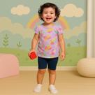 Conjunto Infantil Feminino Brandili Blusa Estampada Ursinhos Rosa e Shorts Bege Brandili 26653