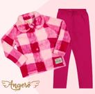Conjunto Infantil Feminino Casaco em Pelo Jacquard Xadrez e Legging Molicotton Rosa Angerô Conjunto Infantil Feminino Casaco em Pelo Jacquard Xadrez e Legging Molicotton Rosa Angerô