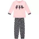 Conjunto Infantil Feminino Casaco Pelo E Calça Moletom Peluciado Quentinho Elegante Gatinho Milon