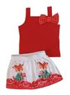 Conjunto Infantil Feminino Cropped com Alça e Shorts Saia TileeSul