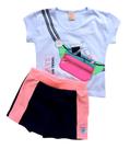 Conjunto Infantil Feminino Cropped + Short Saia Brincar é Arte