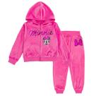 Conjunto Infantil Feminino Disney Minnie Mouse em Veludo com Moletom e Calça Jogger