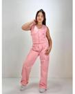 Conjunto Infantil Feminino em Sarja 100% Algodão Cropped + Calça Wide Leg (Tam. 4 ao 14)