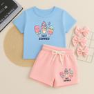 Conjunto Infantil Feminino Estampa Sweet Summer Ice Cream 635 Moda Verão Cores Suaves Lookinho do Di