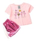 Conjunto Infantil Feminino Flamingos Rosa Tam.4