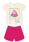 Conjunto infantil feminino hello summer off white