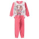 Conjunto Infantil Feminino Inverno 4 a 10 Anos Casaco Boucle Peluciado Ursa Sublimada + Calça com