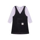 Conjunto Infantil Feminino Inverno 4 a 10 Anos Salopete Moletom Peluciado com Aplique + Blusa Mang