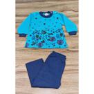 Conjunto Infantil Feminino Inverno Azul Flores P