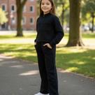 Conjunto Infantil Feminino Inverno Jaqueta Zíper + Calça Wide Leg com Bolsos Kely & Kety Conjunto Infantil Feminino Inverno Jaqueta Zíper + Calça Wide Leg com Bolsos Kely & Kety