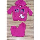 Conjunto Infantil Feminino Inverno Pink Capuz Unicórnio P