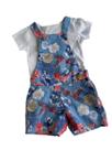 Conjunto Infantil Feminino Jardineira Pássaro Camiseta Tam 4