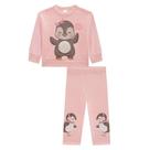 Conjunto Infantil Feminino Kukiê Longo Moletom Pinguim 70446