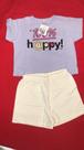 Conjunto infantil feminino P.M.G blusa lilás e short Marfim