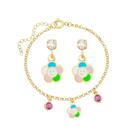 Conjunto Infantil Flor Feliz Resinada Folheado A Ouro 18K Antialérgico - CJPRIPL10BP10