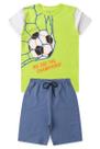Conjunto Infantil Futebol Menino Verão Camiseta Estampada Copa Bermuda Moletinho