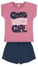 Conjunto Infantil Good Vibes Girl Cor Rosa Punch