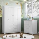 Conjunto Infantil Guarda Roupa 4 Portas e Cômoda Ceci 100% MDF Branco Brilho - Sallar Home