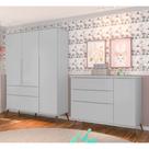 Conjunto Infantil Guarda Roupa e Cômoda Tina 100% MDF Cinza Semi Brilho - Sallar Home