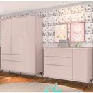 Conjunto Infantil Guarda Roupa e Cômoda Tina 100% MDF Rose Semi Brilho - Sallar Home Conjunto Infantil Guarda Roupa e Cômoda Tina 100% MDF Rose Semi Brilho - Sallar Home