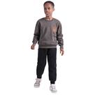 Conjunto infantil inverno menino blusão canelado e calça cargo moletom peluciado