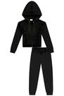 Conjunto Infantil Jaqueta c/Capuz e Calça Jogger em Veludo Babados Frontal Princess By Infanti