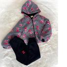 Conjunto infantil jaqueta com capuz e calça em moletom